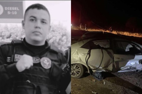Policial militar morre após perder controle do carro e bater em poste no interior do Ceará