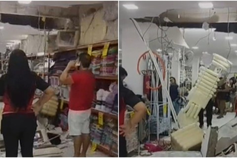 Teto de loja desaba e fere três pessoas no dia da inauguração