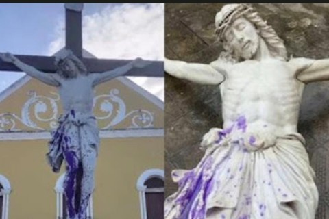 Estátua de Jesus Cristo é vandalizada em igreja no Ceará