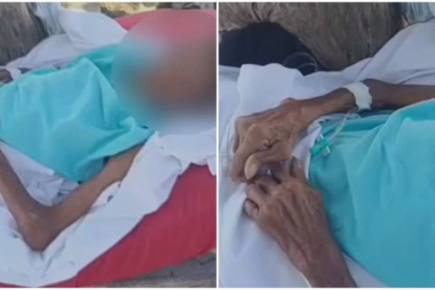 Paciente idoso recebe alta e é deixado por hospital em campo de futebol com acesso no braço, em Caucaia