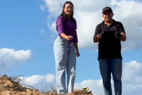 Prefeita Neila Vitoriano visita obra do lixão no distrito de Mulungu