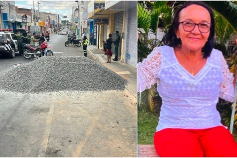 Monte de brita em pista causa acidente com morte de idosa em Juazeiro do Norte-CE